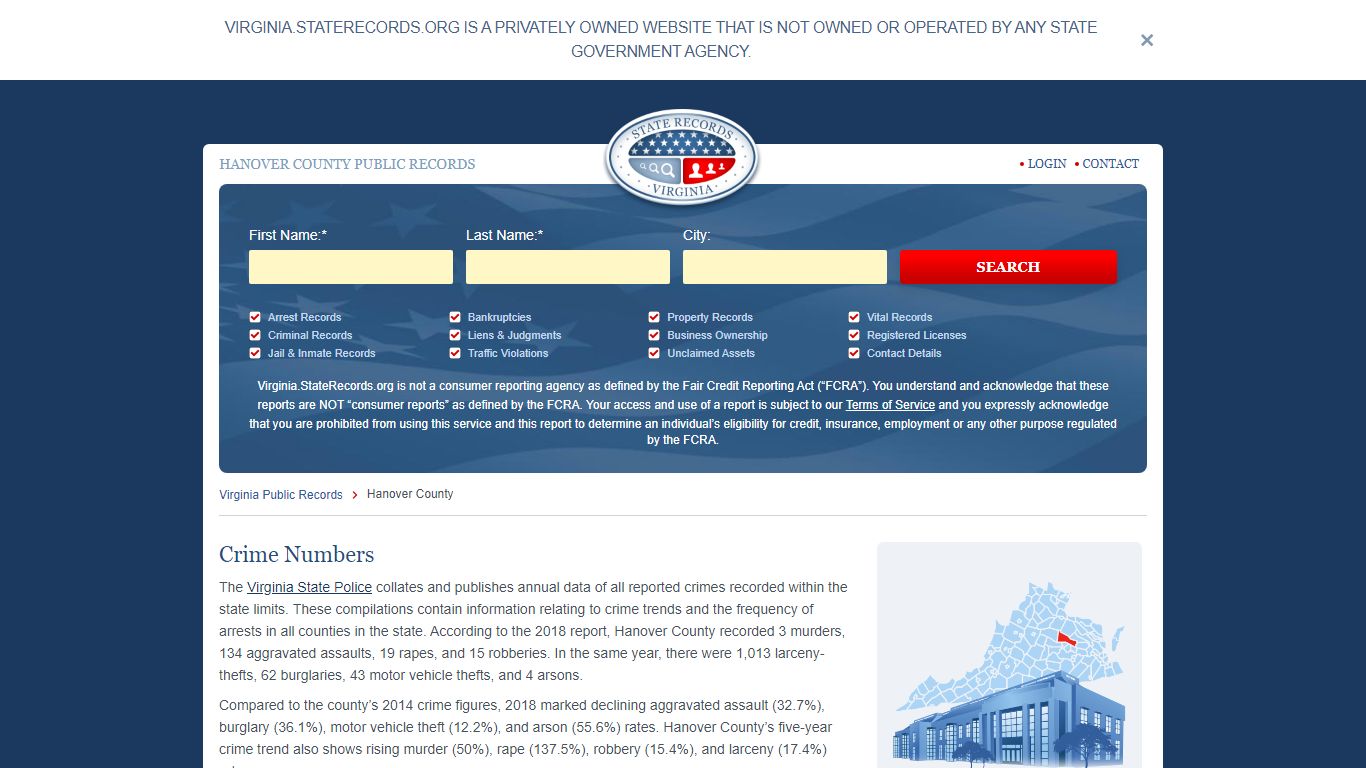 Hanover County Arrest, Court, and Public Records | StateRecords.org